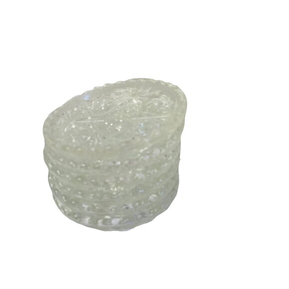 Anchor Hocking Set Of 6 Vintage Pressed Glass Coasters With Star & Floral Patter - Picture 6 of 6